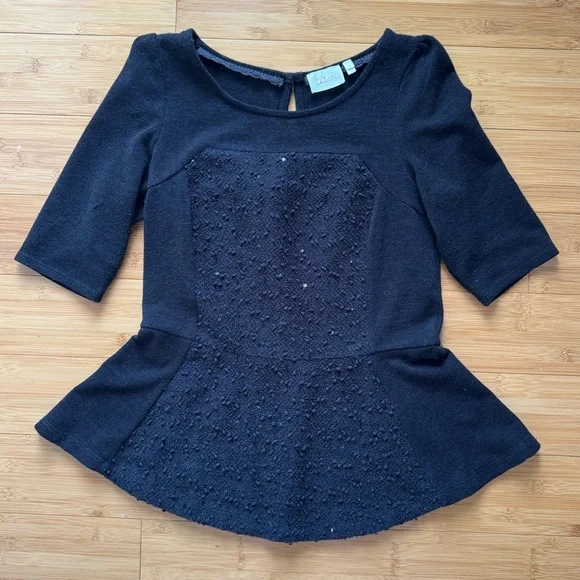 Anthropologie Deletta Boucle Shimmer Sequins Sweater in black. Size: Medium - Picture 8 of 8